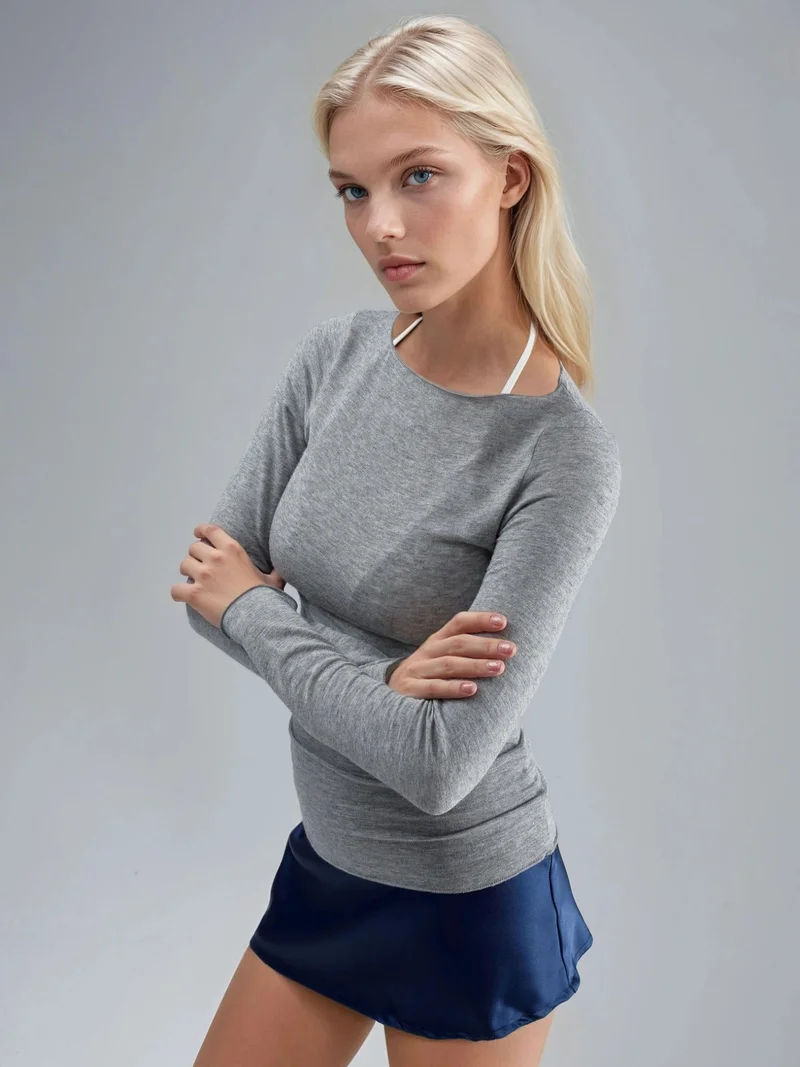 Busem BUSEM Slim Fit Boat Neck Blouse